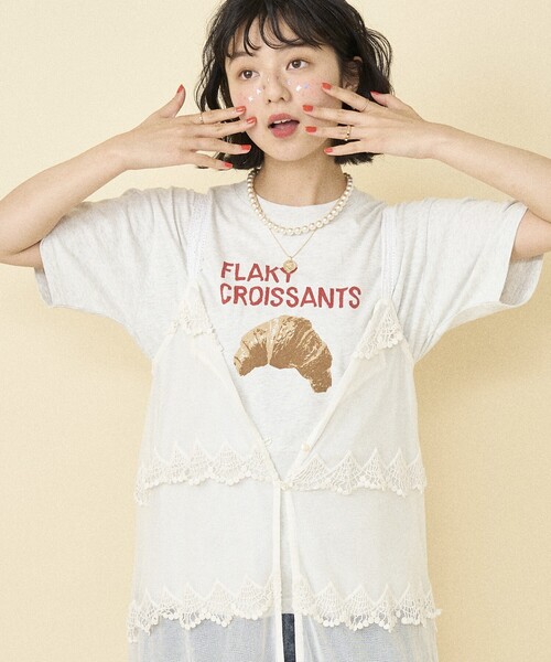 FREAK'S STORE(フリークスストア)の「BREAD プリントTシャツ/ブレッドTシャツ(Tシャツ/カットソー・レディース・ライトグレー/オフホワイト・フリ-)」の7枚目の写真