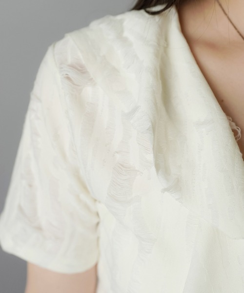 SPINNS（スピンズ）の「ダメージボレロ/フリルリボン/Vネック（シャツ/ブラウス・レディース・ブラック/グレー/ホワイト・ONESIZE）」の11枚目の写真