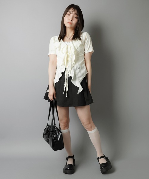 SPINNS（スピンズ）の「ダメージボレロ/フリルリボン/Vネック（シャツ/ブラウス・レディース・ブラック/グレー/ホワイト・ONESIZE）」の22枚目の写真