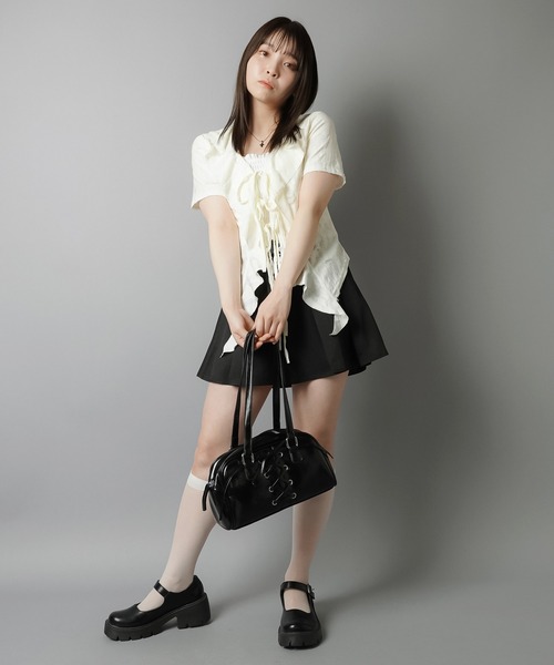 SPINNS（スピンズ）の「ダメージボレロ/フリルリボン/Vネック（シャツ/ブラウス・レディース・ブラック/グレー/ホワイト・ONESIZE）」の20枚目の写真