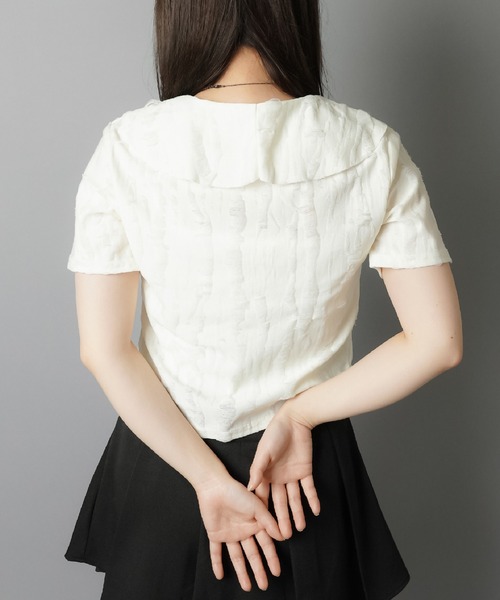 SPINNS（スピンズ）の「ダメージボレロ/フリルリボン/Vネック（シャツ/ブラウス・レディース・ブラック/グレー/ホワイト・ONESIZE）」の16枚目の写真