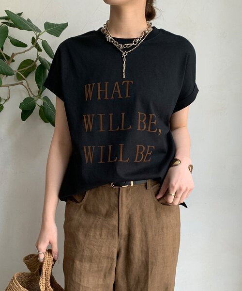DouDou(ドゥドゥ)の「【WEB限定】 汗染み防止加工フロッキーロゴTEE(Tシャツ/カットソー・レディース・ブラウン/ベージュ/ブラック・FREE)」の5枚目の写真