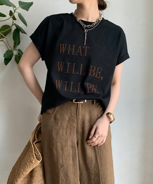DouDou(ドゥドゥ)の「【WEB限定】 汗染み防止加工フロッキーロゴTEE(Tシャツ/カットソー・レディース・ブラウン/ベージュ/ブラック・FREE)」の7枚目の写真