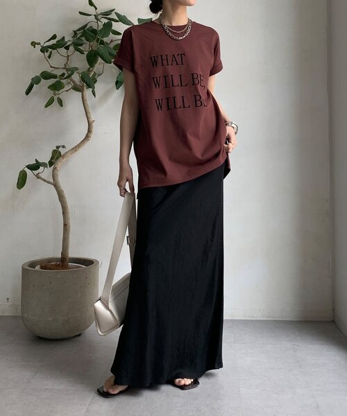 DouDou(ドゥドゥ)の「【WEB限定】 汗染み防止加工フロッキーロゴTEE(Tシャツ/カットソー・レディース・ブラウン/ベージュ/ブラック・FREE)」の8枚目の写真