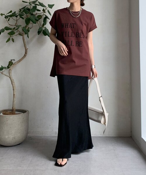 DouDou(ドゥドゥ)の「【WEB限定】 汗染み防止加工フロッキーロゴTEE(Tシャツ/カットソー・レディース・ブラウン/ベージュ/ブラック・FREE)」の10枚目の写真