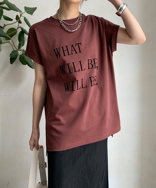 DouDou(ドゥドゥ)の「【WEB限定】 汗染み防止加工フロッキーロゴTEE(Tシャツ/カットソー・レディース・ブラウン/ベージュ/ブラック・FREE)」の3枚目の写真