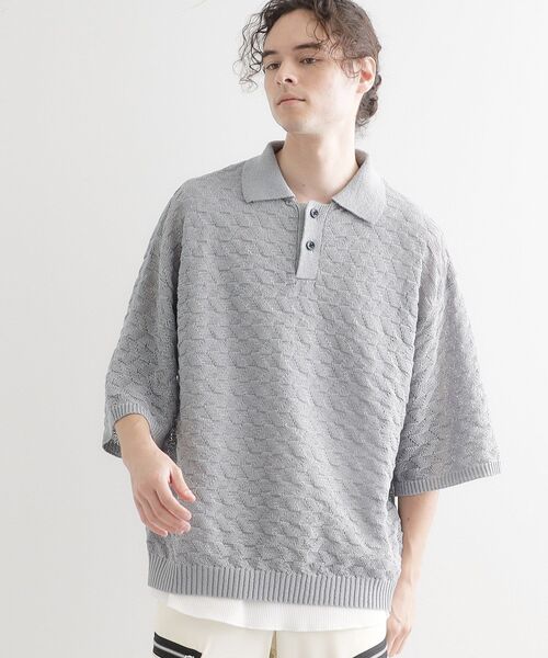 tk.TAKEO KIKUCHI(ティーケータケオキクチ)の「ストローヤーンポロニット(ニット/セーター・メンズ・ブラック/ブラウン系その他/ライトグレー・02/03)」の5枚目の写真