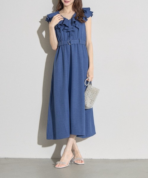 tocco closet(トッコ クローゼット)の「【ZOZO限定】ダブルラッフルデニムライクワンピース(ワンピース・レディース・ブルー/サックスブルー・M)」の14枚目の写真