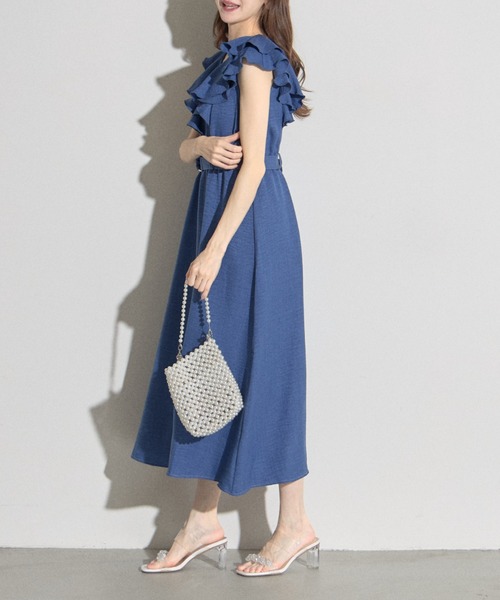 tocco closet(トッコ クローゼット)の「【ZOZO限定】ダブルラッフルデニムライクワンピース(ワンピース・レディース・ブルー/サックスブルー・M)」の15枚目の写真