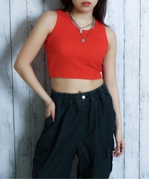 《クロップド丈×フィット感》レディース タンクトップ シンプル 無地 ストレッチ 春夏秋