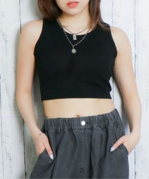 《クロップド丈×フィット感》レディース タンクトップ シンプル 無地 ストレッチ 春夏秋