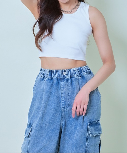 GORGE(ゴージ)の「《クロップド丈×フィット感》レディース タンクトップ シンプル 無地 ストレッチ 春夏秋(タンクトップ・レディース・レッド/イエロー/オフホワイト/ブラック・F)」の14枚目の写真
