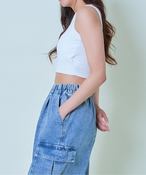 GORGE(ゴージ)の「《クロップド丈×フィット感》レディース タンクトップ シンプル 無地 ストレッチ 春夏秋(タンクトップ・レディース・レッド/イエロー/オフホワイト/ブラック・F)」の15枚目の写真