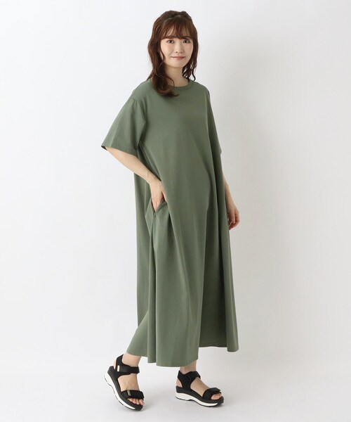 one'sterrace(ワンズテラス)の「接触冷感 フレアワンピース(ワンピース・レディース・ブルー系その他7/グリーン系その他6/ブラウン系8/ブラック系8・02)」の16枚目の写真
