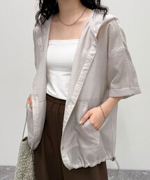 シアーフーディハーフスリーブシャツ