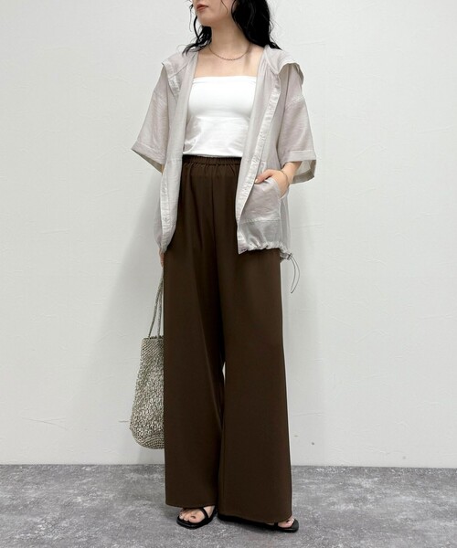 fredy emue（フレディエミュ）の「シアーフーディハーフスリーブシャツ（シャツ/ブラウス・レディース・ブラウン/オフホワイト/ブラック/グレイッシュベージュ・38）」の13枚目の写真