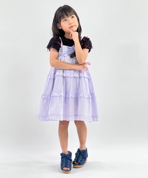 axes femme（アクシーズファム）の「２ＷＡＹコットンワンピース（ワンピース・キッズ・ラベンダー/ブラック・MEDIUM/LARGE/X-LARGE）」の2枚目の写真