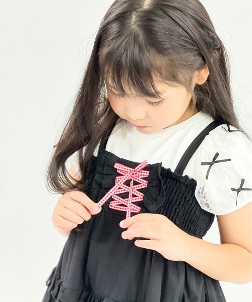 axes femme（アクシーズファム）の「２ＷＡＹコットンワンピース（ワンピース・キッズ・ラベンダー/ブラック・MEDIUM/LARGE/X-LARGE）」の4枚目の写真