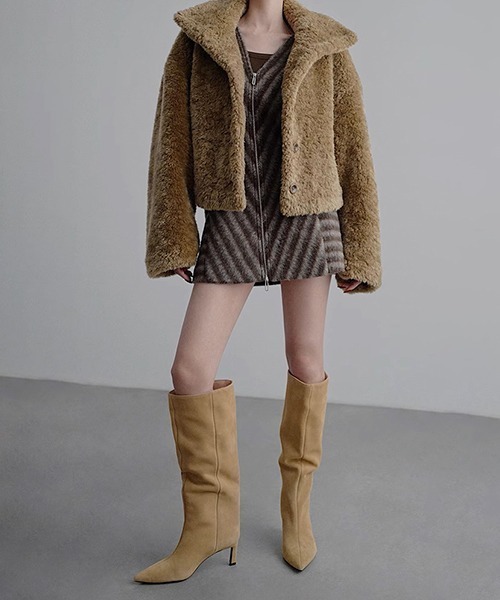 chuclla（チュクラ）の「【CHENTAITAI】フェイクファーショートコート CTW25a005（その他アウター・レディース・ベージュ・L）」の3枚目の写真
