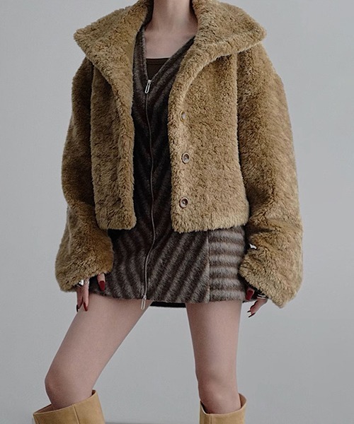 chuclla（チュクラ）の「【CHENTAITAI】フェイクファーショートコート CTW25a005（その他アウター・レディース・ベージュ・L）」の4枚目の写真