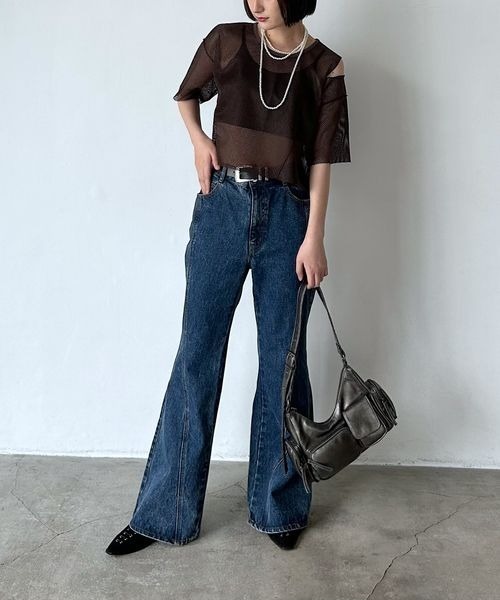 PAGEBOY（ページボーイ）の「カットアウトメッシュTシャツ（Tシャツ/カットソー・レディース・オフホワイト/ブラック/ダークブラウン・FREE）」の13枚目の写真