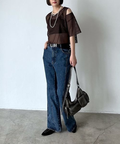 PAGEBOY（ページボーイ）の「カットアウトメッシュTシャツ（Tシャツ/カットソー・レディース・オフホワイト/ブラック/ダークブラウン・FREE）」の15枚目の写真