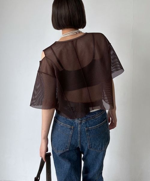 PAGEBOY（ページボーイ）の「カットアウトメッシュTシャツ（Tシャツ/カットソー・レディース・オフホワイト/ブラック/ダークブラウン・FREE）」の17枚目の写真