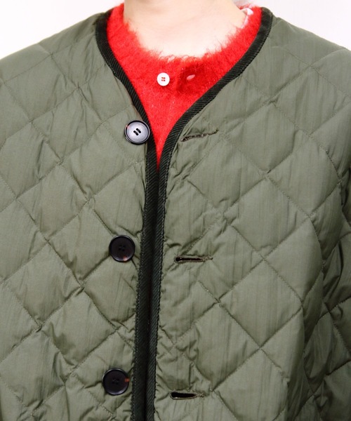 GYMPHLEX(ジムフレックス)の「Gymphlex/ジムフレックス キルトダウンカラーレスコート QUILT DOWN COLLARLESS COAT GY-A0056 NYM(ダウンジャケット/コート・レディース・オリーブ/ブラック/ライトベージュ・14)」の7枚目の写真