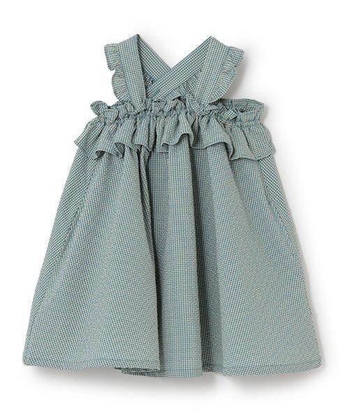 sense of wonder（センスオブワンダー）の「サッカーギンガムチェックサンドレス【日本製】（シャツワンピース・キッズ・プラム/オレンジ/グリーン・80-90cm/100-110cm/120-130cm）」の2枚目の写真