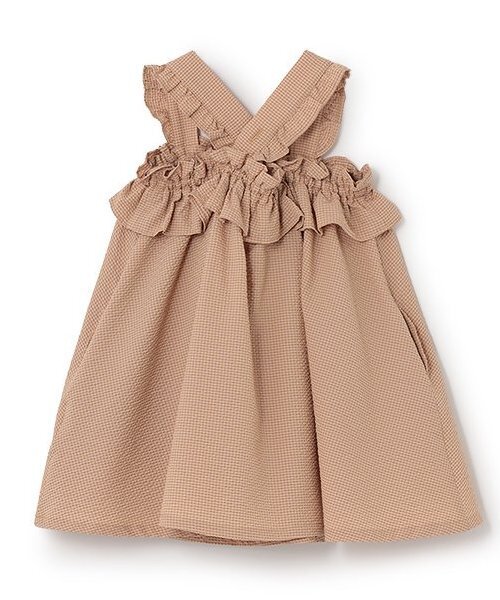 sense of wonder（センスオブワンダー）の「サッカーギンガムチェックサンドレス【日本製】（シャツワンピース・キッズ・プラム/オレンジ/グリーン・80-90cm/100-110cm/120-130cm）」の4枚目の写真