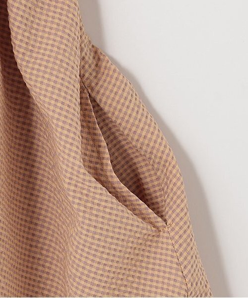 sense of wonder（センスオブワンダー）の「サッカーギンガムチェックサンドレス【日本製】（シャツワンピース・キッズ・プラム/オレンジ/グリーン・80-90cm/100-110cm/120-130cm）」の7枚目の写真