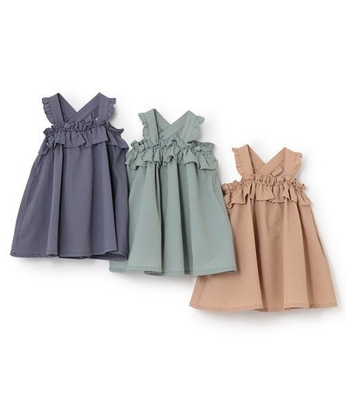 sense of wonder（センスオブワンダー）の「サッカーギンガムチェックサンドレス【日本製】（シャツワンピース・キッズ・プラム/オレンジ/グリーン・80-90cm/100-110cm/120-130cm）」の10枚目の写真