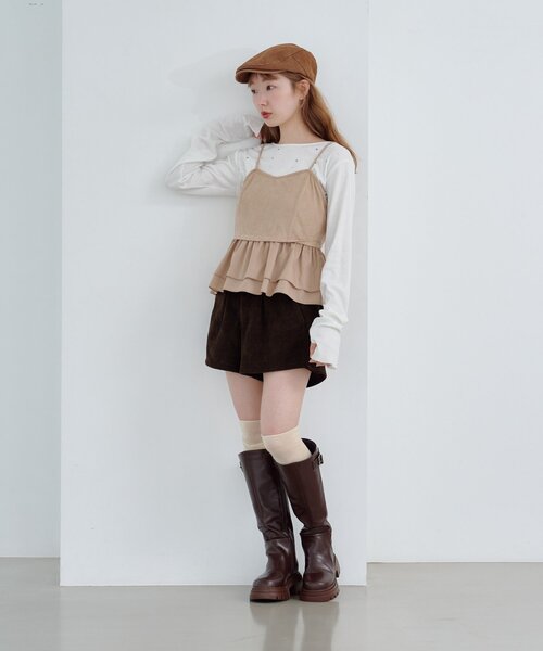 Kastane（カスタネ）の「スウェードペプラムビスチェ（キャミソール・レディース・ベージュ/ブラック/ブラウン・FREE）」の5枚目の写真