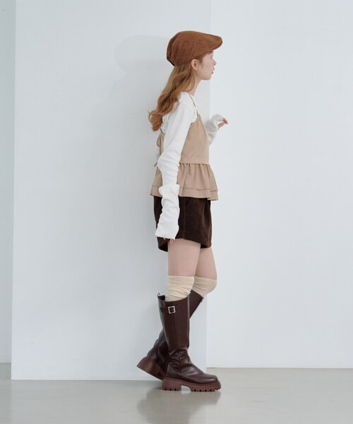 Kastane（カスタネ）の「スウェードペプラムビスチェ（キャミソール・レディース・ベージュ/ブラック/ブラウン・FREE）」の6枚目の写真