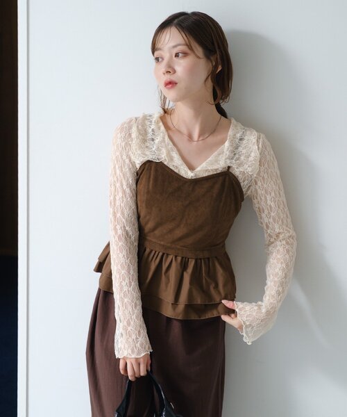 Kastane（カスタネ）の「スウェードペプラムビスチェ（キャミソール・レディース・ベージュ/ブラック/ブラウン・FREE）」の10枚目の写真