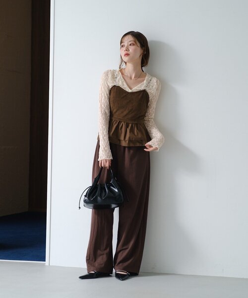 Kastane（カスタネ）の「スウェードペプラムビスチェ（キャミソール・レディース・ベージュ/ブラック/ブラウン・FREE）」の15枚目の写真