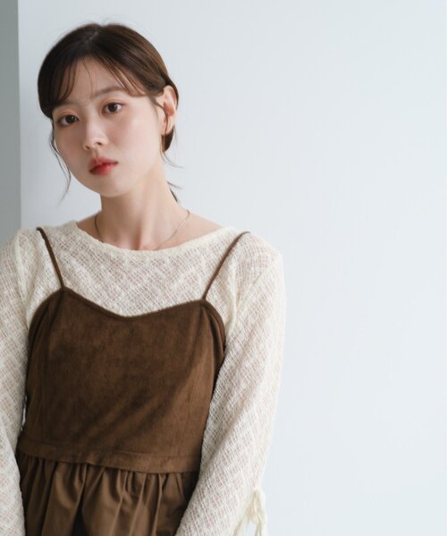 Kastane（カスタネ）の「スウェードペプラムビスチェ（キャミソール・レディース・ベージュ/ブラック/ブラウン・FREE）」の17枚目の写真