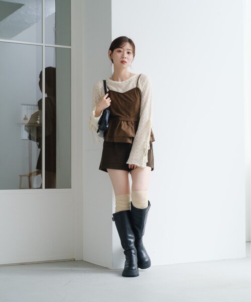 Kastane（カスタネ）の「スウェードペプラムビスチェ（キャミソール・レディース・ベージュ/ブラック/ブラウン・FREE）」の21枚目の写真