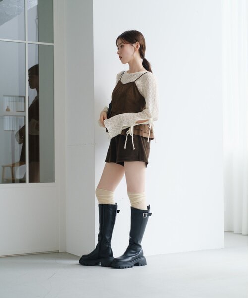 Kastane（カスタネ）の「スウェードペプラムビスチェ（キャミソール・レディース・ベージュ/ブラック/ブラウン・FREE）」の22枚目の写真