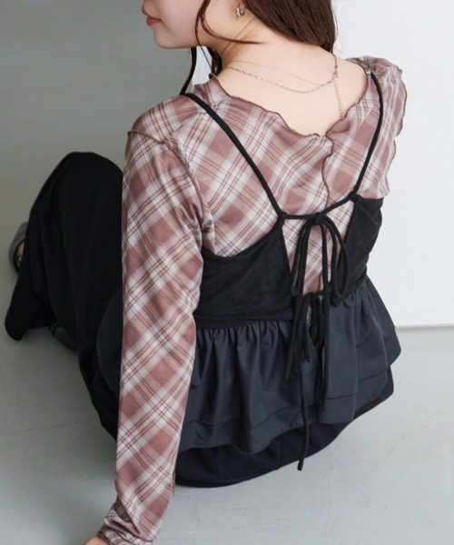 Kastane（カスタネ）の「スウェードペプラムビスチェ（キャミソール・レディース・ベージュ/ブラック/ブラウン・FREE）」の2枚目の写真