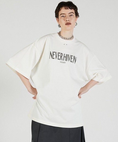 PRANK PROJECT（プランクプロジェクト）の「NEVER Tシャツ / NEVER T-Shirt（Tシャツ/カットソー・レディース・チャコールグレー/ホワイト/イエロー・FREE）」の2枚目の写真