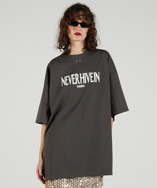 PRANK PROJECT（プランクプロジェクト）の「NEVER Tシャツ / NEVER T-Shirt（Tシャツ/カットソー・レディース・チャコールグレー/ホワイト/イエロー・FREE）」の3枚目の写真