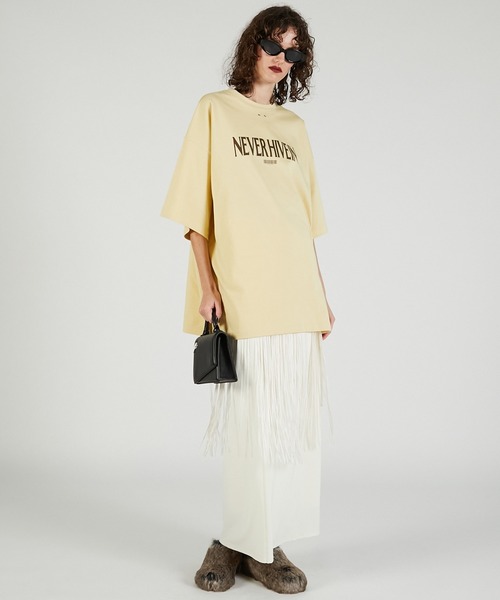 PRANK PROJECT（プランクプロジェクト）の「NEVER Tシャツ / NEVER T-Shirt（Tシャツ/カットソー・レディース・チャコールグレー/ホワイト/イエロー・FREE）」の5枚目の写真