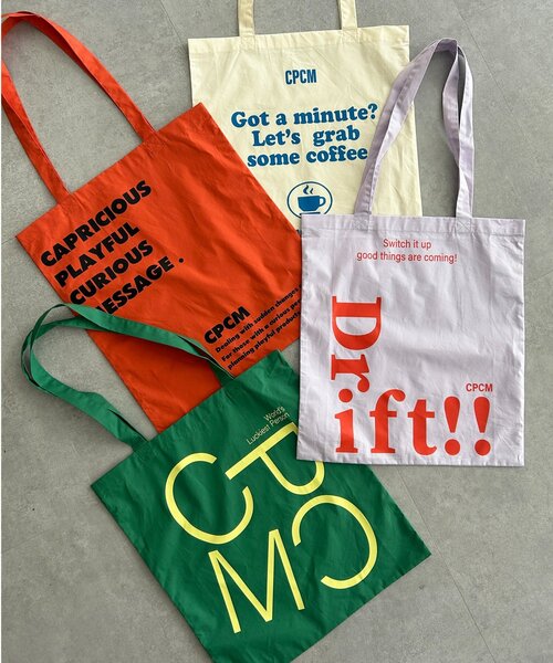CPCM(シーピーシーエム)の「アソートプリントロゴトート(トートバッグ・レディース・ホワイト/グリーン/パープル/オレンジ・FREE)」の14枚目の写真