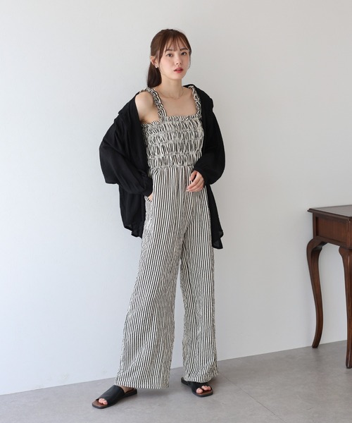 BLUEEAST(ブルーイースト)の「ギャザーオールインワン(つなぎ/オールインワン・レディース・ブラック/ブラック系/ベージュ・MEDIUM)」の10枚目の写真