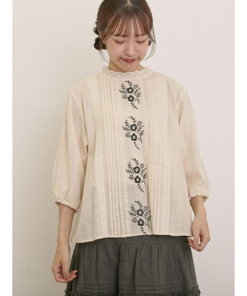 GASA 半袖刺繍レースブラウス GASA 半袖刺繍レースブラウス レディース