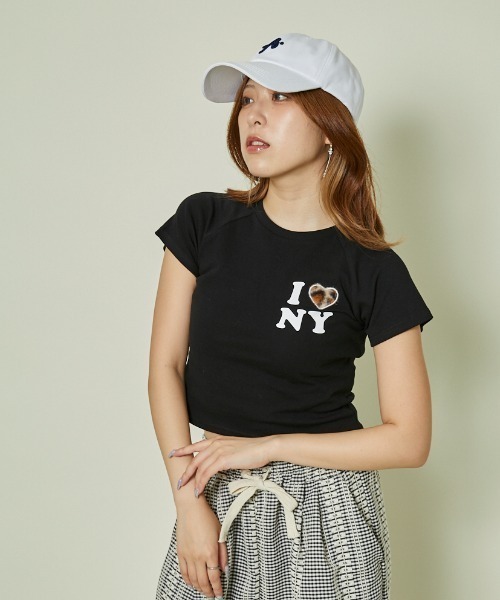 GORGE(ゴージ)の「《レオパード&ハートロゴ》ショート丈Tシャツ(Tシャツ/カットソー・レディース・ブラック/オフホワイト・F)」の3枚目の写真