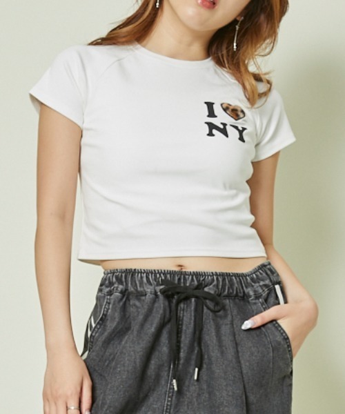 GORGE(ゴージ)の「《レオパード&ハートロゴ》ショート丈Tシャツ(Tシャツ/カットソー・レディース・ブラック/オフホワイト・F)」の5枚目の写真