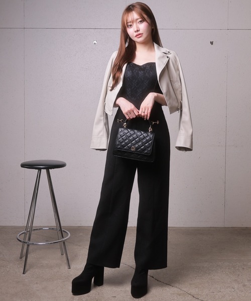 LIPSERVICE（リップサービス）の「2wayコンパクトペプラムライダースジャケット（ライダースジャケット・レディース・ブラック/アイボリー・M/S）」の11枚目の写真