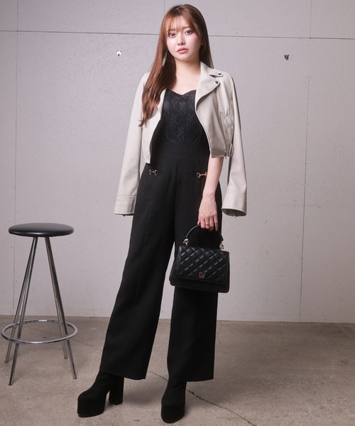 LIPSERVICE（リップサービス）の「2wayコンパクトペプラムライダースジャケット（ライダースジャケット・レディース・ブラック/アイボリー・M/S）」の12枚目の写真